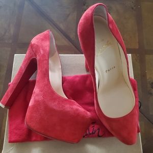 NIB Christian Louboutin Daffy Red Suede Royal Platform  Sz39  Never Worn